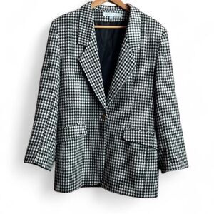 Vintage 80's/90's Made In USA Wool Houndstooth Womens Blazer
